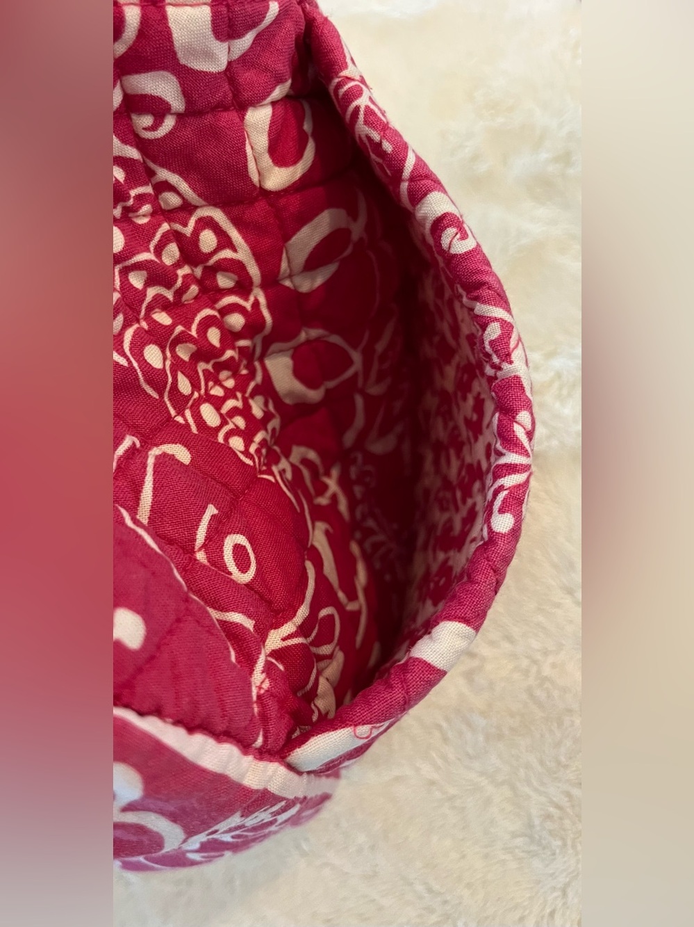 Vera Bradley RETIRED Twirly Birds Pink White Quilted Travel Duffel Bag Medium - Picture 4 of 11